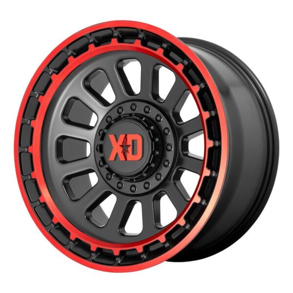 XD856 Satin Black Machined Lip With Red Tint 10x20 8/180 ET-18 CB124,2 60°