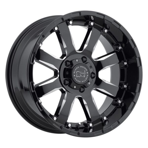 SIERRA GLOSS BLACK W/ MILLED SPOKES 9x17 8/170 ET12 CB125,1 60°