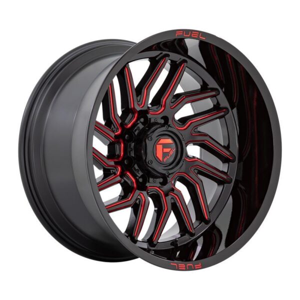 D808 HURRICANE GLOSS BLACK MILLED RED TINT 9x20 8/180 ET1 CB124,2 60°