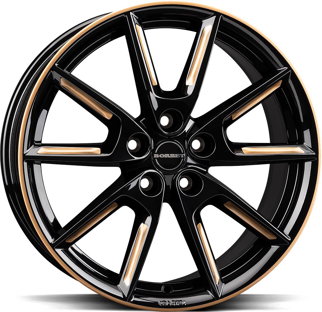 BORBET LX19 Black Gloss Gold Spoke Rim 8x19 5/112 ET44 CB66,5 60°