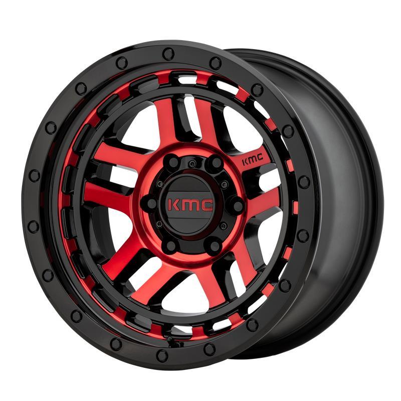 KM540 Gloss Black Machined With Red Tint 9x17 5/127 ET-12 CB78.3 60°