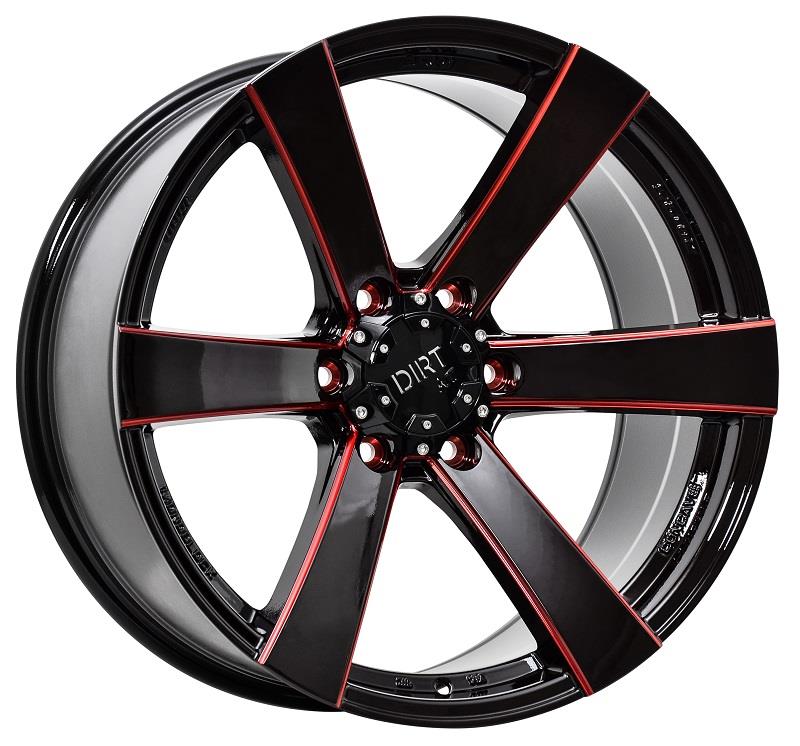 D91 Glossblack Red stripe 9,5x20 6/114,3 ET18 CB66.1 60°