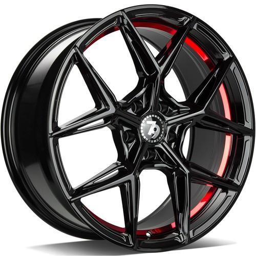 SCF-B Black glossy red inner lip 8x18 5/108 ET45 CB67.1 60°
