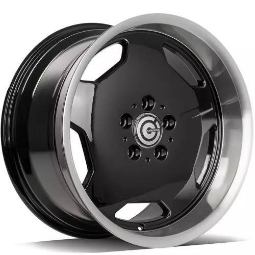 RETRO Black Glossy Lip Polished 9x17 5/112 ET35 CB66.5 60°