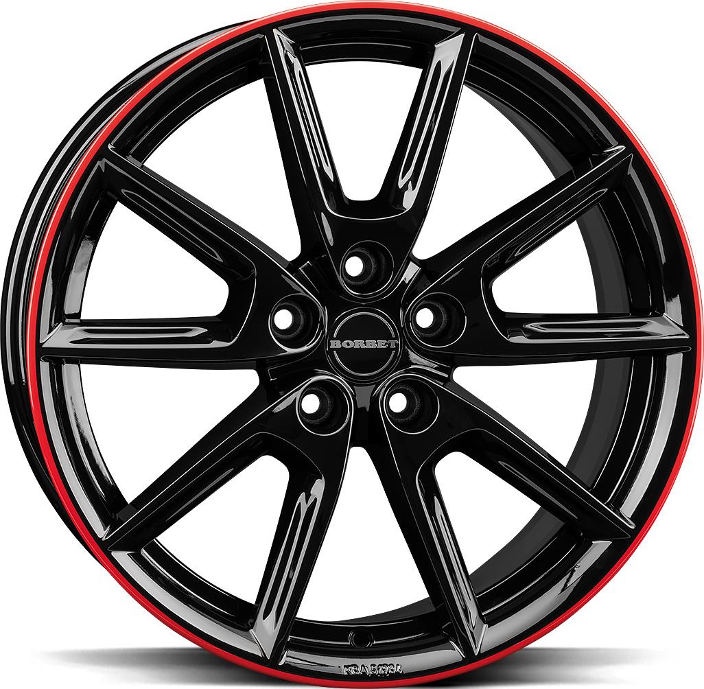 BORBET LX19 Black Gloss Rim Red 8x19 5/108 ET45 CB72.5 60°