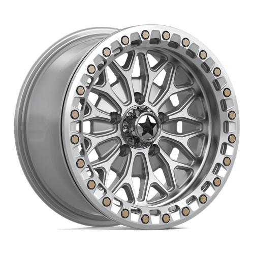 MA53 BOLO UTV BEADLOCK GLOSS SILVER W/ MACHINED FA 7x15 4/110 ET10 CB86.0 60°
