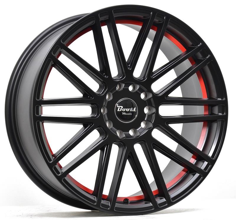 B362 Glossblack Red stripe 8x18 5/108/112 ET38 CB73.1 60°