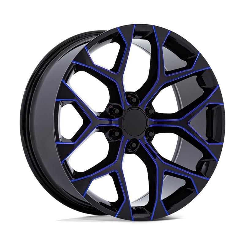 PR176 GLOSS BLACK MACHINED W/ BLUE MILLING 10x26 6/139,7 ET24 CB78.1 60°