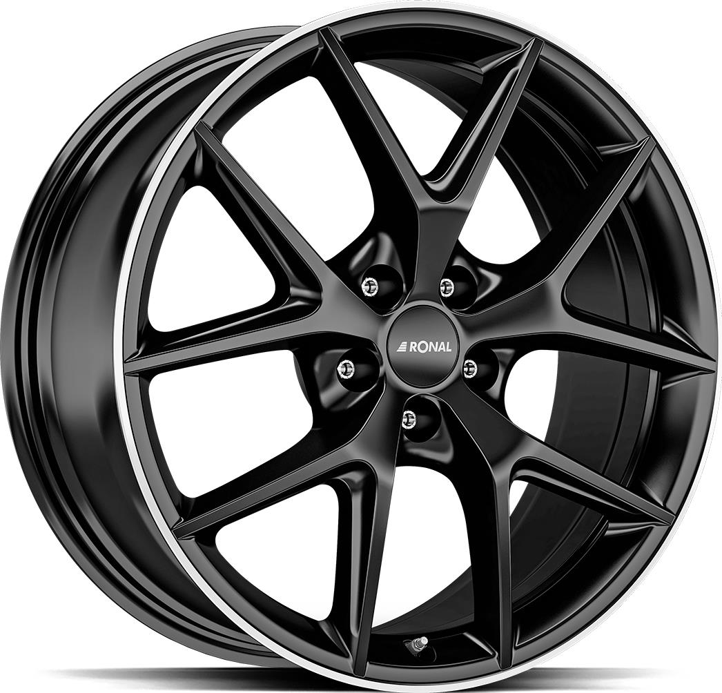 RONAL R75 Jet Black Matt Rim Lip Cut 8x19 5/112 ET48.1 CB66.5 R13